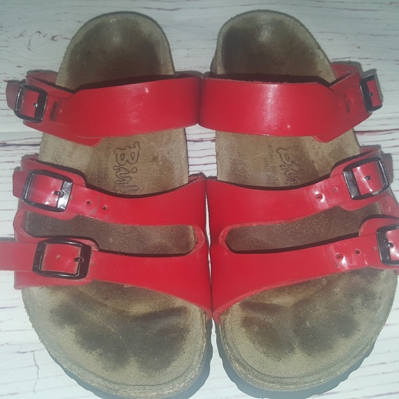 red patent leather birkenstocks